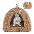 Sbayool Calming Rabbit Bed House, Cozy and Warm Rabbit Hideaway Guinea Pig Bed Cave with Movable Pad for Rabbits Guinea Pigs Hedgehogs Ferrets and Other Small Pets
