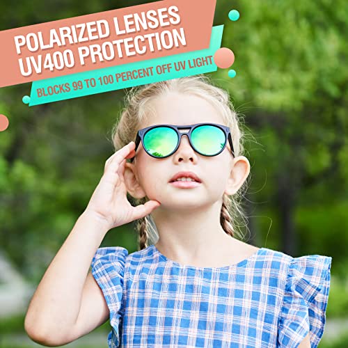 DUCO Sunglasses for Kids Boys Girls UV Protection Vintage Flexible Safety Polarized Sun Glasses with Strap DK0302