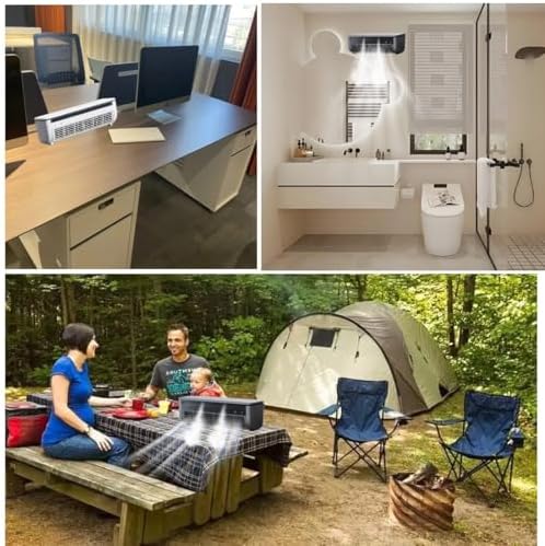 Portable Wall-Mounted Air Conditioner Fan with Remote Control - No Drill Design for Kitchen & Bedroom - Stylish Black & White Wall Air Cooler