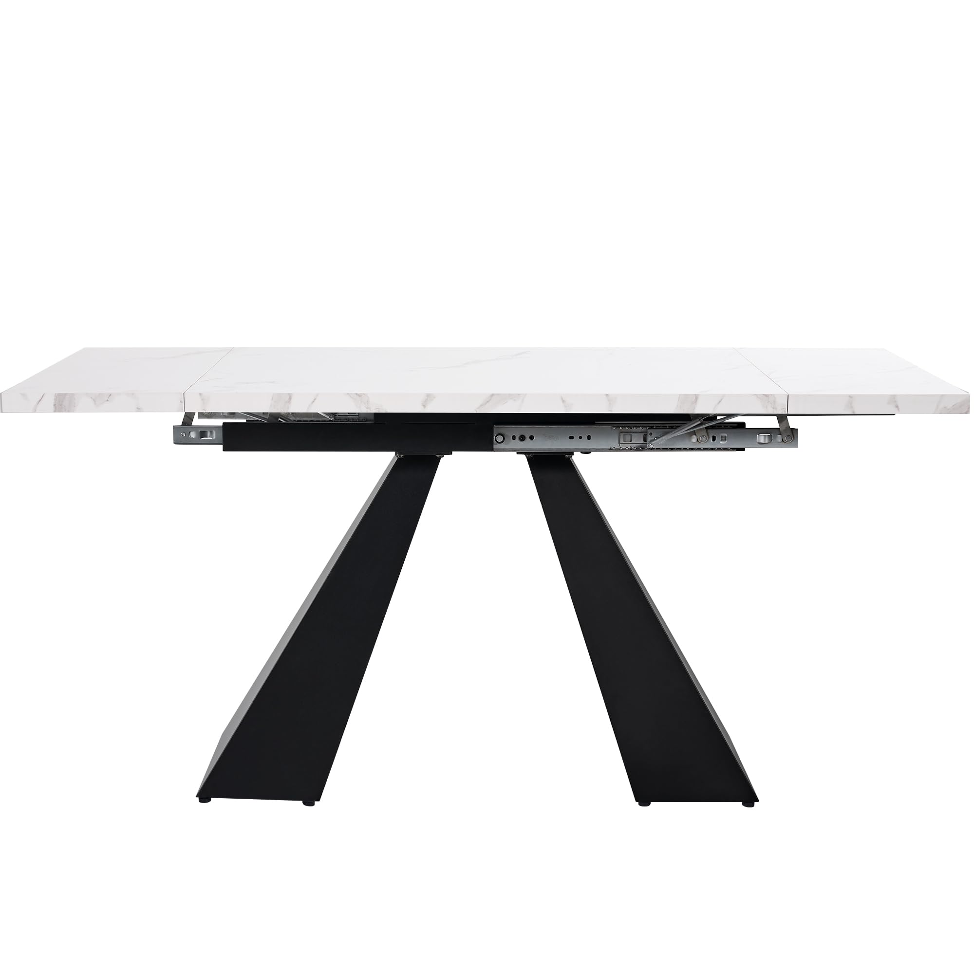 Mesa de comedor telescópica 99-159 × 74 cm – Mesa de cocina extensible con amplia superficie de trabajo, flexible para oficina en casa y salón, mesa blanca con patas de columna