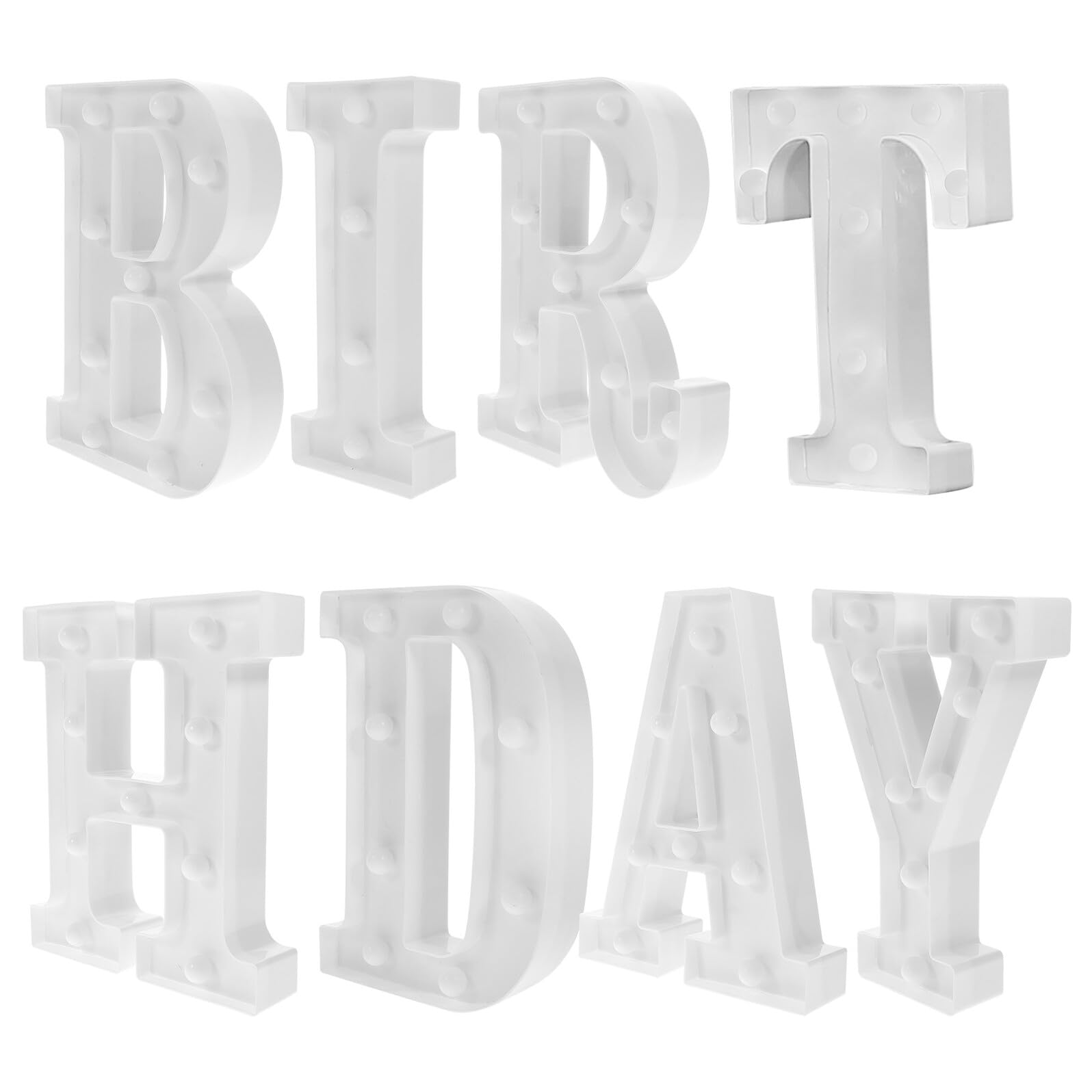 Lámparas LED de Letras Iluminadas Pilas, 8 Piezas de Plástico, Fáciles de Usar para Decoración en Ocasiones Obsequios y Cumpleaños