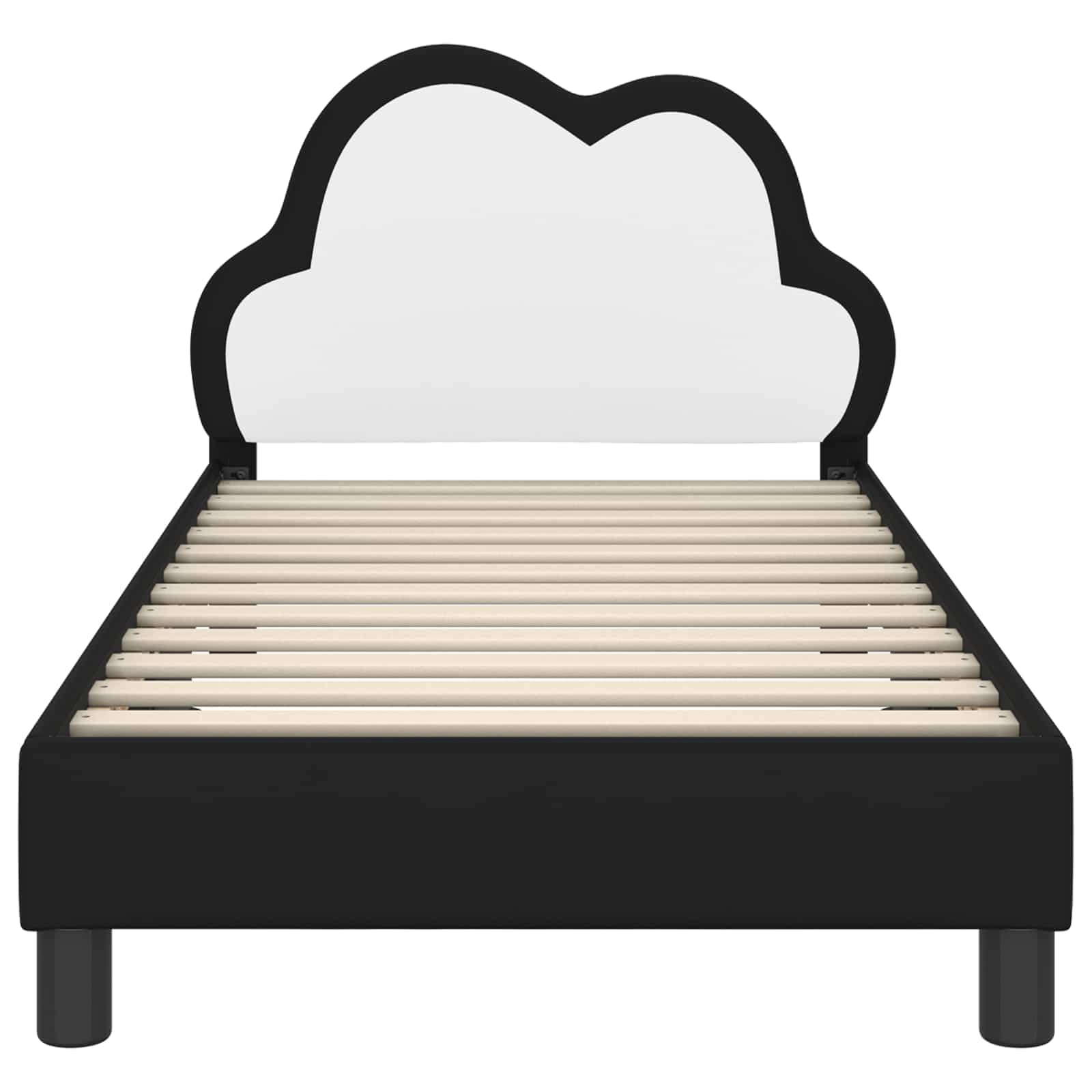Marco de cama juvenil negro 80 x 160 cm con somier y bolsillos de almacenamiento, moderna cama individual para habitación de niños, habitación juvenil y espacios pequeños