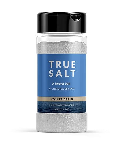 True Salt Sal de grano kosher – Sal marina gourmet totalmente natural – perfecta para keto, parrilla, barbacoas, hornear, sopas, filetes, pollo,