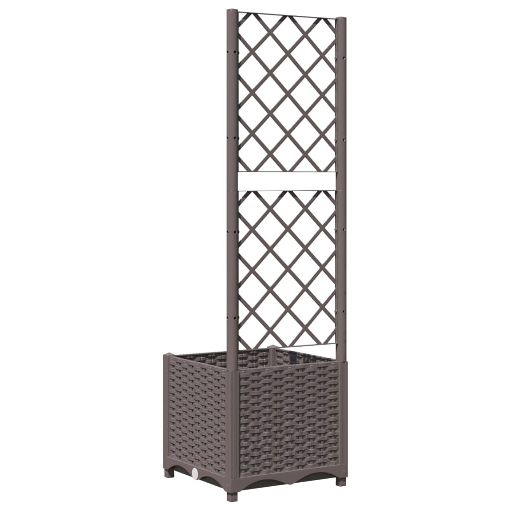 Pflanzkübel mit Rankgitter Braun 40x40x136 cm Rankkasten aus PP Kunststoff für Kletterpflanzen Blumenkasten mit Spalier für Garten Balkon und Terrasse Witterungsbeständig