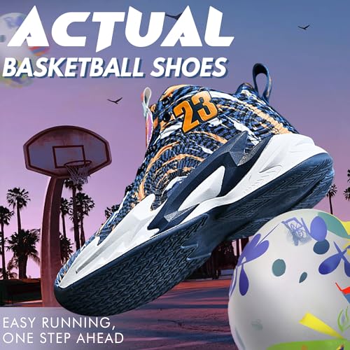 Image of Men's Basketball Shoes Fashionable Breathable Anti Slip Sports Shoes Outdoor Running Fitness Training Shoes