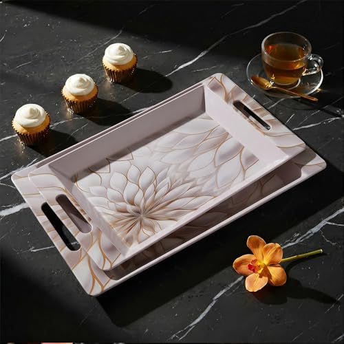 Image of U.P.C Serving Tray Set of 2 / Tray Set for Serving Premium Printed Tray for Serving /Multi-Use Serving Plate (Small, Medium)