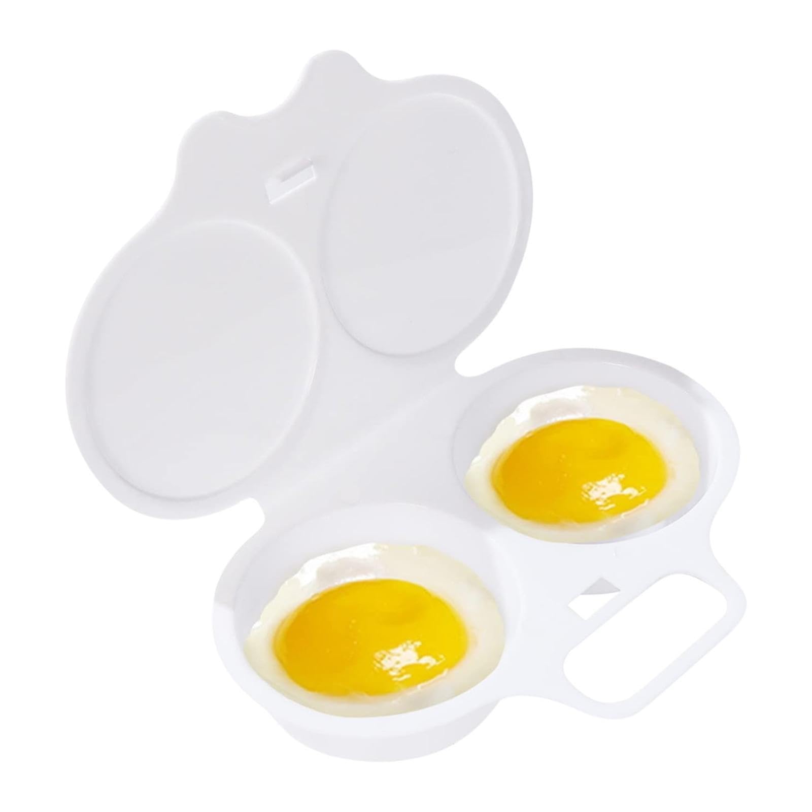 Microwave Egg Poacher 2 Microwave Egg Poacher With Lid & Handle Dual Cavity Eggs Poachers Microwaves Eggs Boiler Poachers Reusable Nonstick Poached Maker Quick Oil-Free (001A)