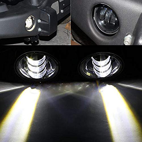 MOSTOP 4" LED Fog Light 2PCS 4 Inch Vehicle Front Fog Lamp Bulb Fog Driving Headlight Offroad Light for Wrangler Dodge Chrysler PT Cruiser 2PCS (White)