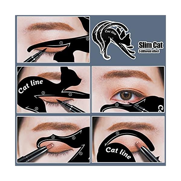 Eye Makeup Moulds Kit Includes Eyeliner Stencil Pads, Eyebrow Applicators Template Plate, Eyeshadow Stencil Stickies…