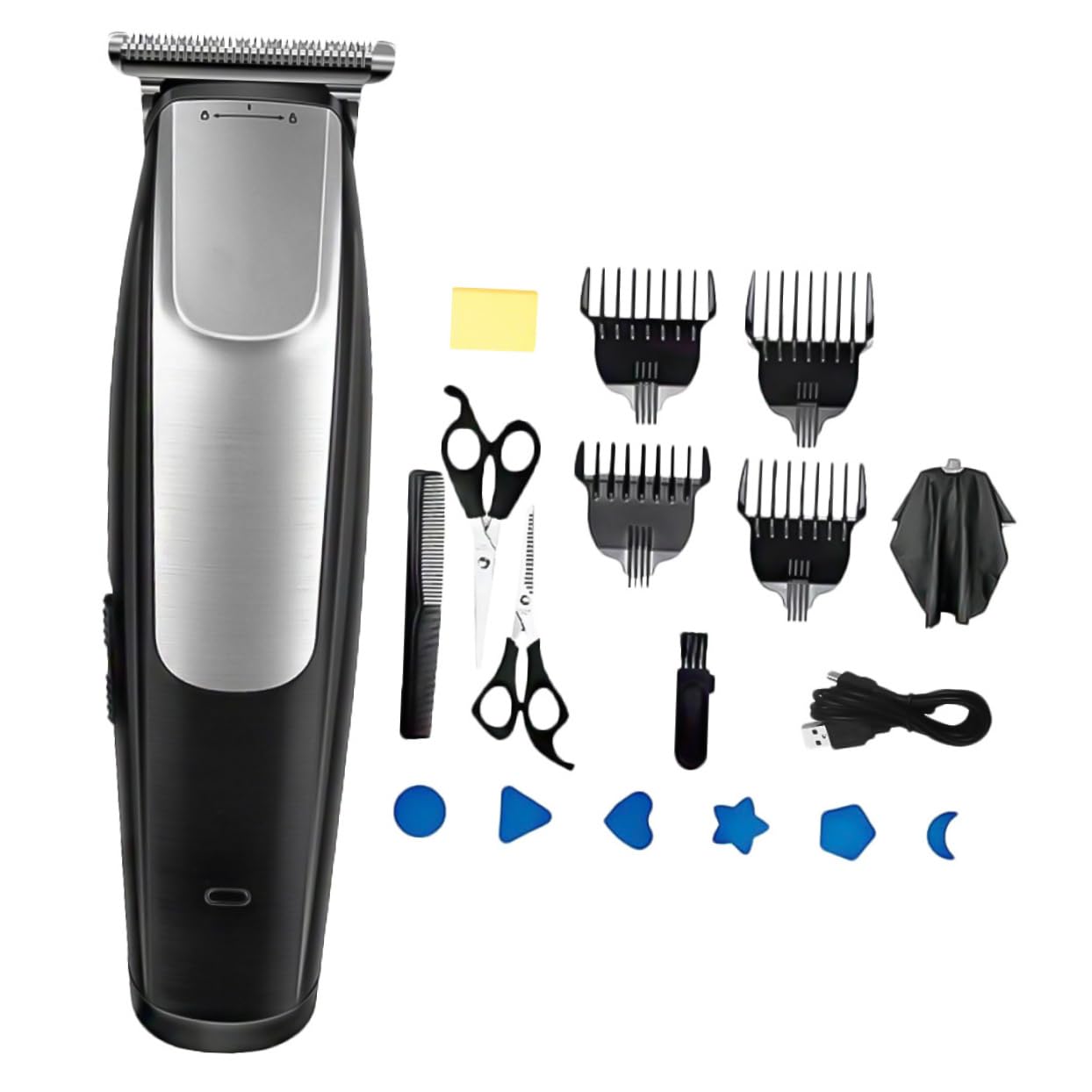 Baluue Tagliacapelli Elettrico Ricaricabile USB in Plastica Pettini Intercambiabili per Barber Professionale e Taglio Chioma Uomo