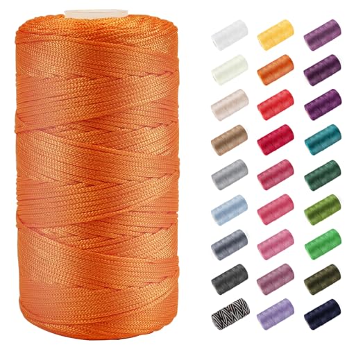 CAMAL Hilo Macrame 1,5mm Lanas para Crochet 200m Cuerda Macrame de Nylon Hilo de Ganchillo Cuerda de Hilo para Crochet, Bolsa de Ganchillo, Plantas Decoración (Naranja)