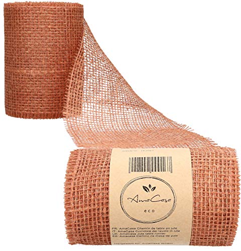 AmaCasa ECO Jute Tischläufer Tischband 15cm Breit/10m Länge Juteband | viele Farben | Deko Hochzeit | Umweltfreundliche Herstellung (15cm, Braun) Cover