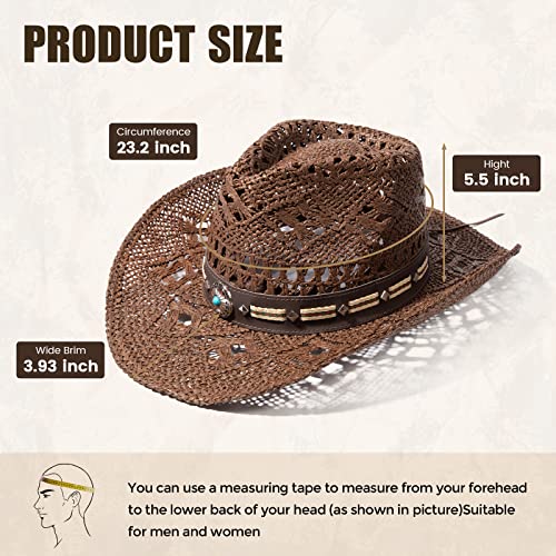 Andorra Mens Cowboy Hat Straw Cowgirl Hats For Women Woven Mens Cowboy Hats For Men Western Straw Cowboy Hats Womens Western Hat Women Cowgirl Hat Adult Coffee #TOP1