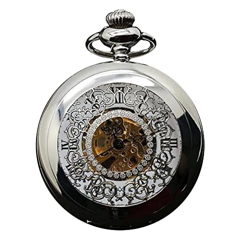 Signature Silver Mechanical Demi Pocket Watch, Retro, Vintage, Anniversary, Retirement Pocket Watch, Groom, Groomsmen Wedding Pocket Watches Cover