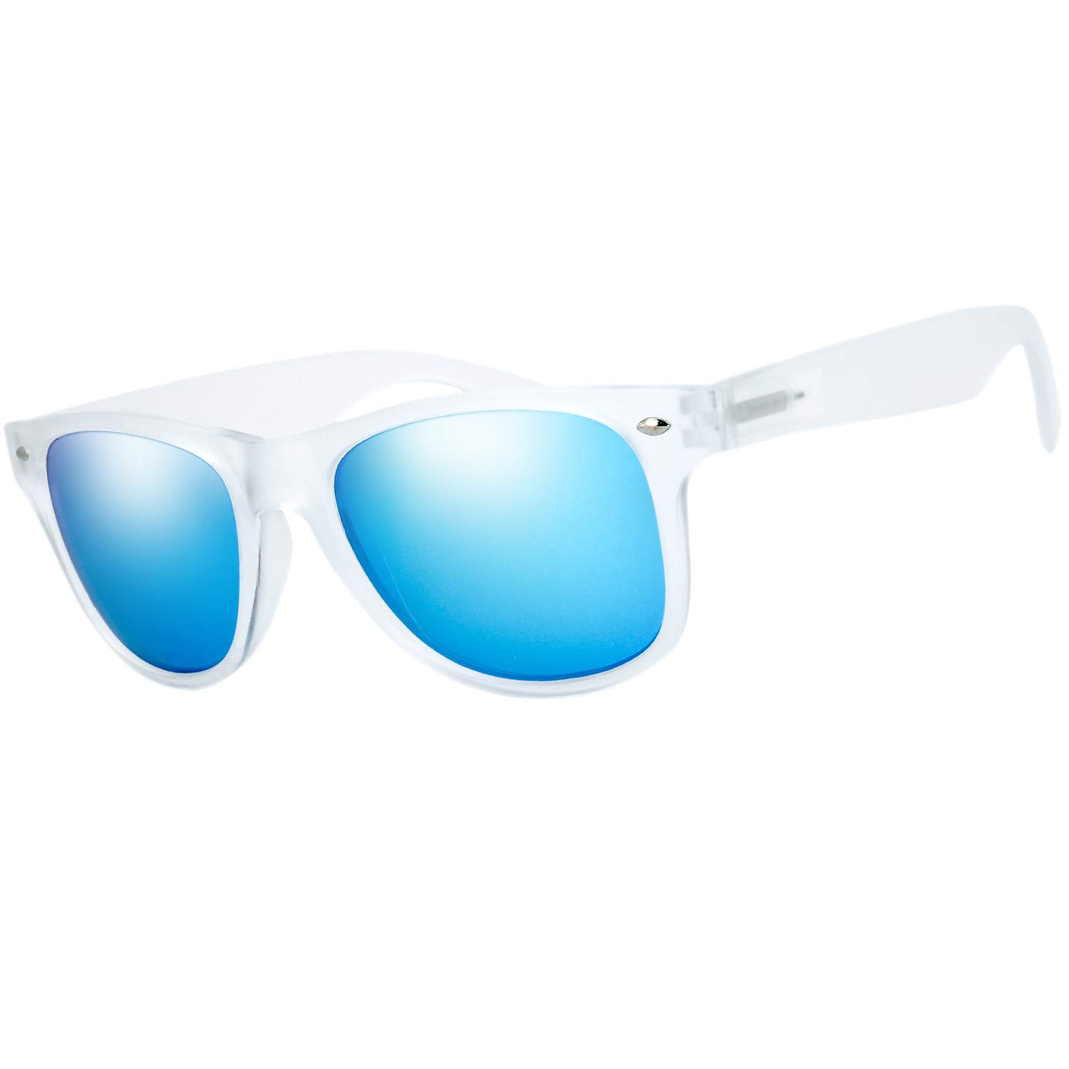 The Fresh Matte Frosted Frame Reflective Colored Mirror Lens Spring Temple Horn Rimmed Sunglasses Gift Box