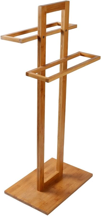 UNKU Natural Bamboo Free Standing Bathroom Towel Racks Towel Holder Towel Rail Hanger, Natural