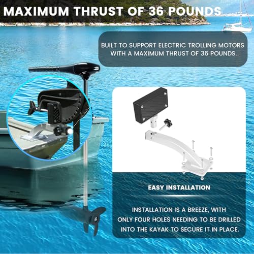 Universal 90 Degree Adjustable Transom Trolling Motor Mount for Kayaks/Kayak Motor Mount, Fit for Any Boat with A Flat Stern, For Electric Trolling Motors Only, Not for Outboard Engines of Any Size