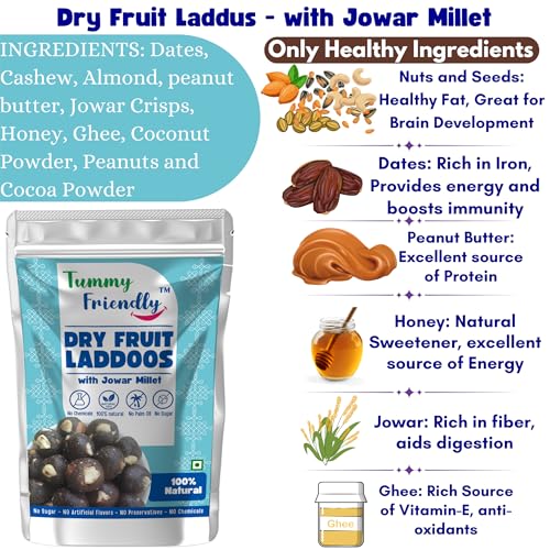 Image of TummyFriendly Dry Fruit Laddu. Healthy Dry Fruit Laddus with Dates - Sugar Free Snacks for Kids, Adults & Pregnant Women. Healthy snacks for kids. homemade dry fruit laddus. No Sugar. Dry Fruit Ladoo with Beetroot & Coconut (5X100g)