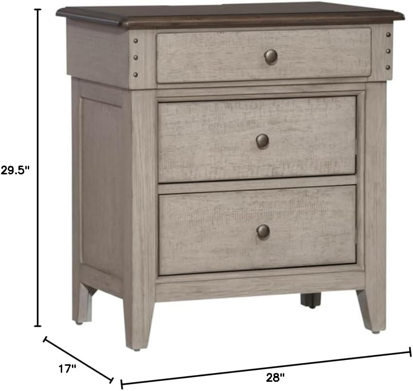 Liberty Furniture 3 Drawer Night Stand with Charging Station - 457-BR61 in White, Featuring Cedar-Lined Drawer and USB Ports for Modern Convenience