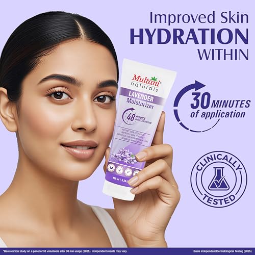 Image of Multani Naturals Moisturizer Lavender (100 ml) | Face & Body | 48-Hour Intense Hydration & Instant Skin Texture Improvement | Paraben-Free, Non-Irritant & Dermatologically Tested | Fast-Absorbing Daily Lotion for All Skin Types