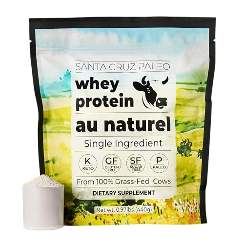 Image of Santa Cruz Paleo Whey Protein Powder, Unflavored, 20 G Grass Fed Whey Protein Isolate Per Serving, Gluten Free, Paleo & Keto Friendly, No Sugar Added, Protein Shake Mix, 20 Servings, 0.97 lbs