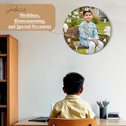 Image of SAVRI Personalized Gifts - Kids Photo Printed Wall Clock 12x12 Inch | Customized Picture | Unique Birthday & Return Gift for Boys, Girls,Son, Daughter,Grandson,Granddaughter |Cute Kids Room Wall Decor