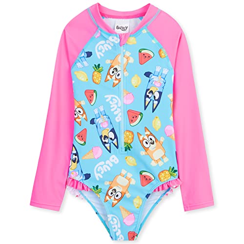Bluey Bañador Niña Natacion Traje de Baño Cómodo para Niñas Bebe de Una o Dos Pieza para Playa Piscina Deportivo y Natación (4-5 Años, Rosa/Azul)