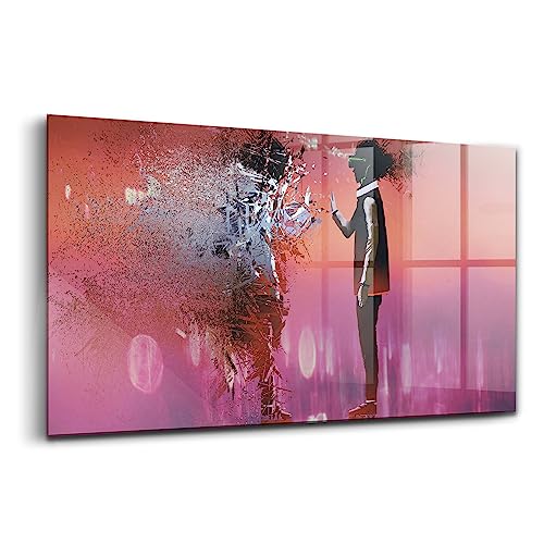 Innovante Wallart Peinture sur verre multicolore grand format deco maison