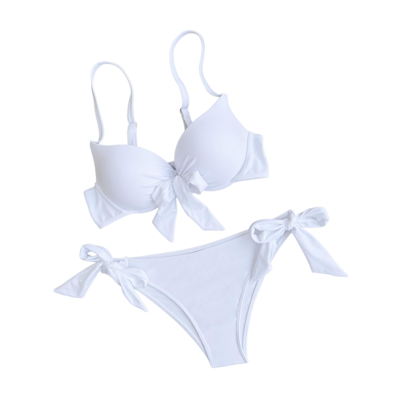 Set Bikini Donna Bright Red Front Bow Underwire Set, Regolabile Tie-Side Two-Piece Costume da Bagno per Le Vacanze in PisChina sulla Spiaggia