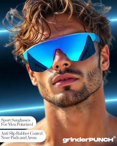 Image of grinderPUNCH Running Baseball Sunglasses for Men Women Sports Cycling Glasses Softball Sunglasses UV400 Protection