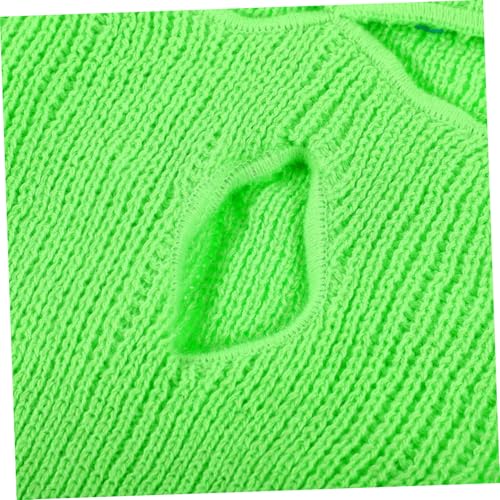 Máscara de nieve para invierno con 3 agujeros, máscara facial tejida para hombre y mujer, balaclava completa cálida, verde claro miniatura 7