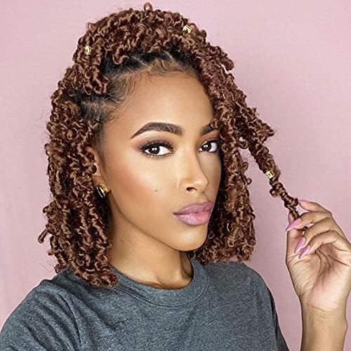 Butterfly Locs Crochet Hair 12inch 6 Packs Pre Looped Short Distressed Faux Locs Crochet Braids 12 Strands/pack Pre-twisted Butterfly Locs Crochet Synthetic Braiding Hair Extensions (12''-6packs, 30#)