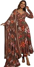 KD Women Pure Georgette Floral Print Anarkali Kurta Pant Set with Dupatta Anarkali Kurti for Women