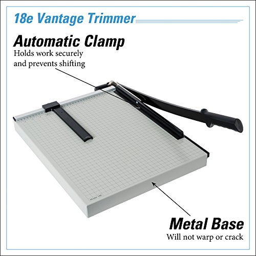 Dahle Vantage 18E Paper Trimmer, 18" Cut Length, 15 Sheet, Automatic Clamp, Adjustable Guide, Metal Base With 1/2" Gridlines, Guillotine Paper Cutter #TOP2