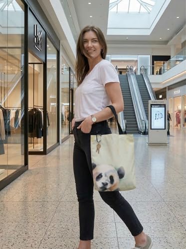 Image of Canvas Tote Bag with Zipper for Women| Inside Pocket | Cotton College Shoulder Bag | Stylish Travel Sling & Handbag for Daily Use | Cotton Canvas Fabric