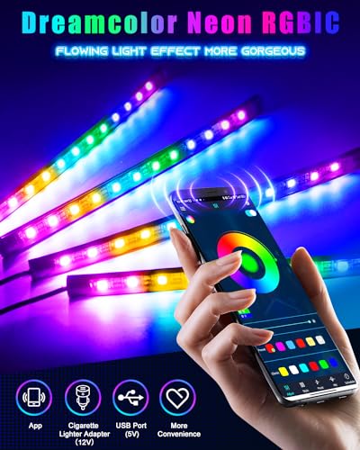 Luces de neon para coche bajo el salpicadero con control App 2