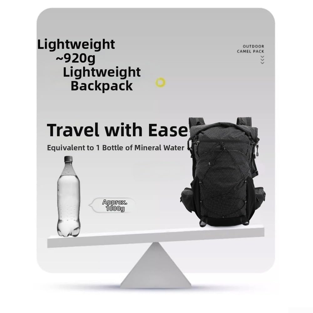 Zaino da trekking impermeabile da 25 l, leggero, con sistema posteriore traspirante, strisce riflettenti (nero)