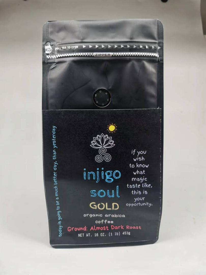 Highlands Chiriqui, Panama, Central America. Injigo Soul: GOLD, Organic Coffee, Arabica Catuai, Ground Panama Coffee grown at 1,700 meters. Gourmet Coffee. 16 ounce. (GOLD: almost dark roast)
