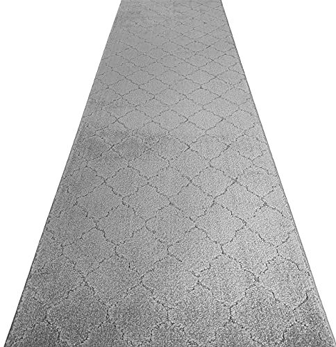 Custom Size Runner Rug Carpet For Hallway Entryway, Slip Resistant Rubber Backed 27 Inch Wide X Your Choice Of Length Cloud Grey, 27 Inch X 9 Feet, Sold And Priced Per Foot #TOP3
