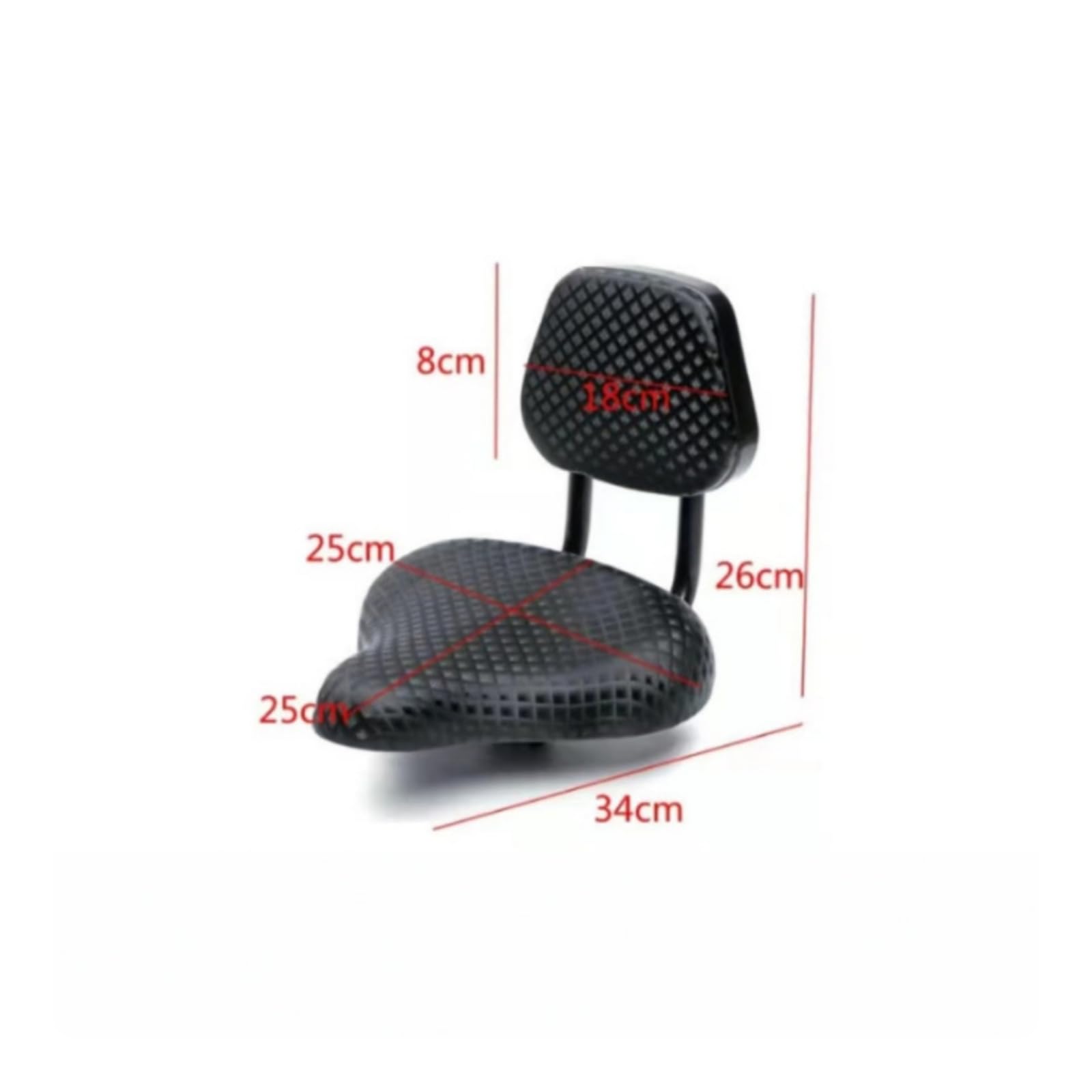 Baoblaze Sella per Bicicletta Sella Bici Sella con Schienale Seduta Ergonomica Cuscino Imbottito Stabilità con Aste Metalliche Schienale Rettangolare