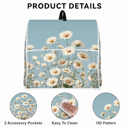 Image of Kitchen Dust Cover Compatible with 4.5 5 6 8 quart Stand Mixer, Kitchen Appliance Protective Covers with Top Handle and Pocket (Coneflower, For All 6-8 qt Mixer)