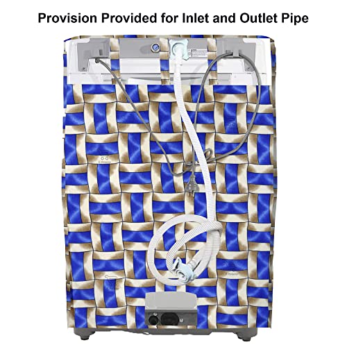 Image of Washing Machine Cover for Top Load 5kg to 7.5kg | Light Weight Dustproof Polyester Cover with Zip Enclosure | Pattern Fully Automatic Washer Protector Indoor Outdoor Use- Size 23x23x35 inch