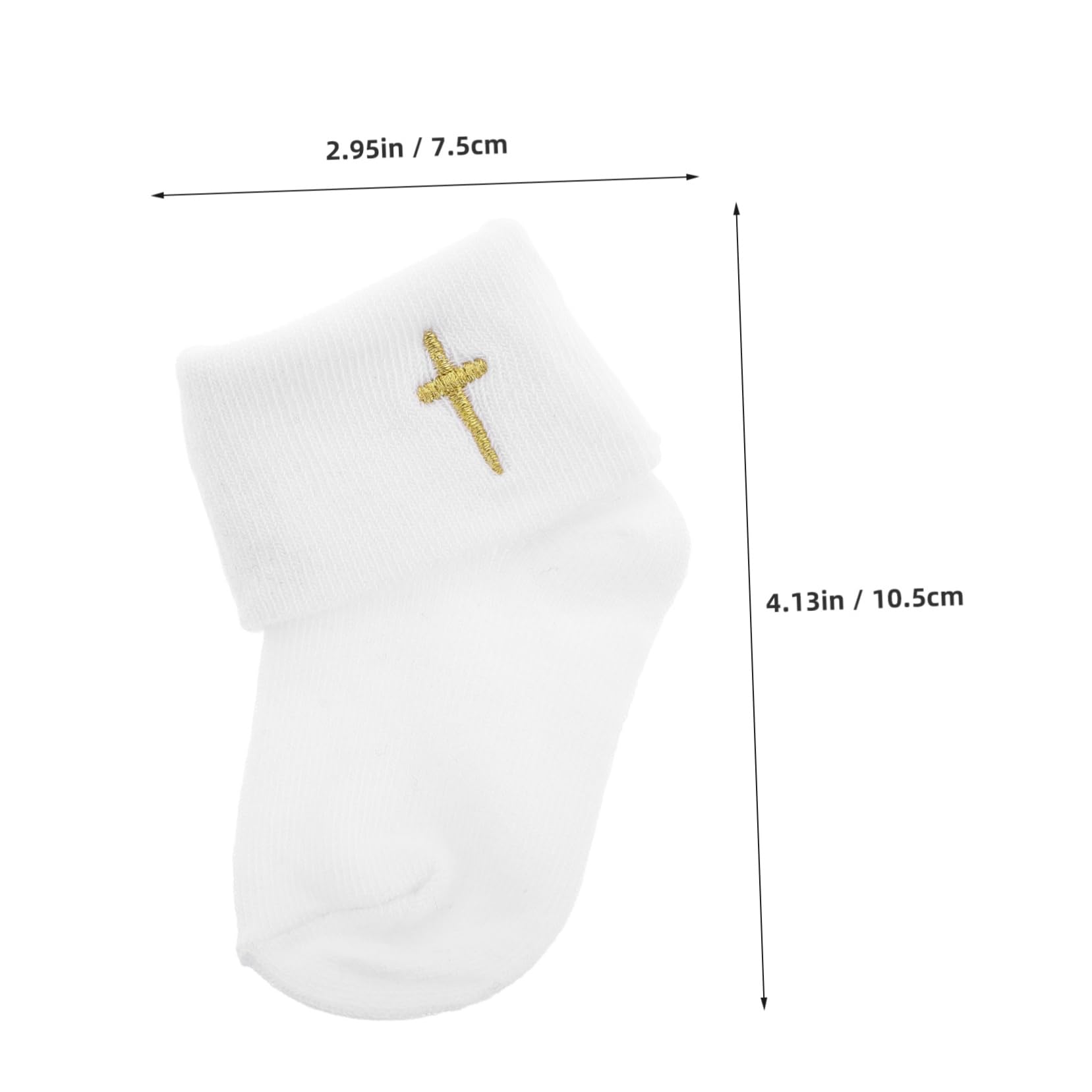 minkissy Infant Baptism Socks Charming Turn Cuff White Baptism Socks for Baby Boys Girls Soft Cotton 0-1 Year Old Newborn Footwear
