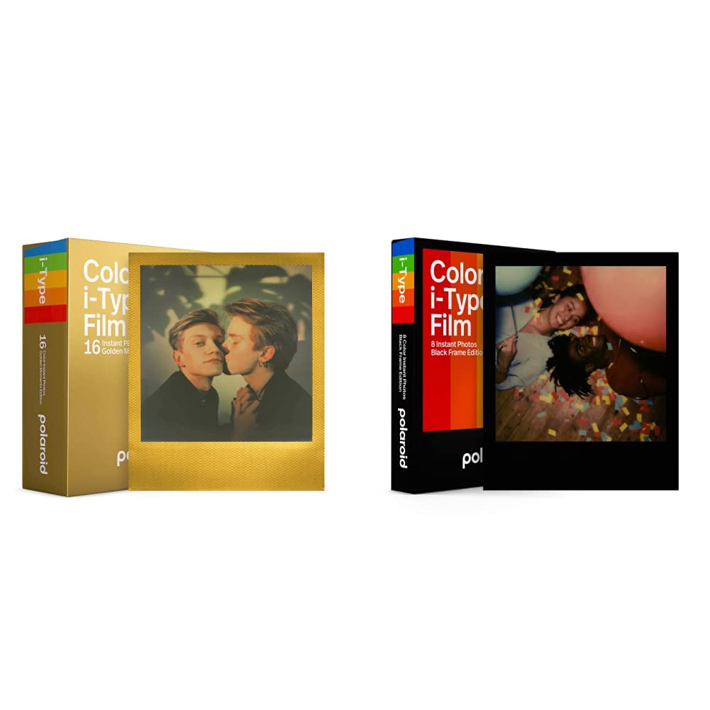 Polaroid Pellicola Istantanea Colore per i-Type - Golden Moments Edition - Confezione Doppia - 6034 & Pellicola Istantanea Colore per i-Type - Black Frame Edition - 6019