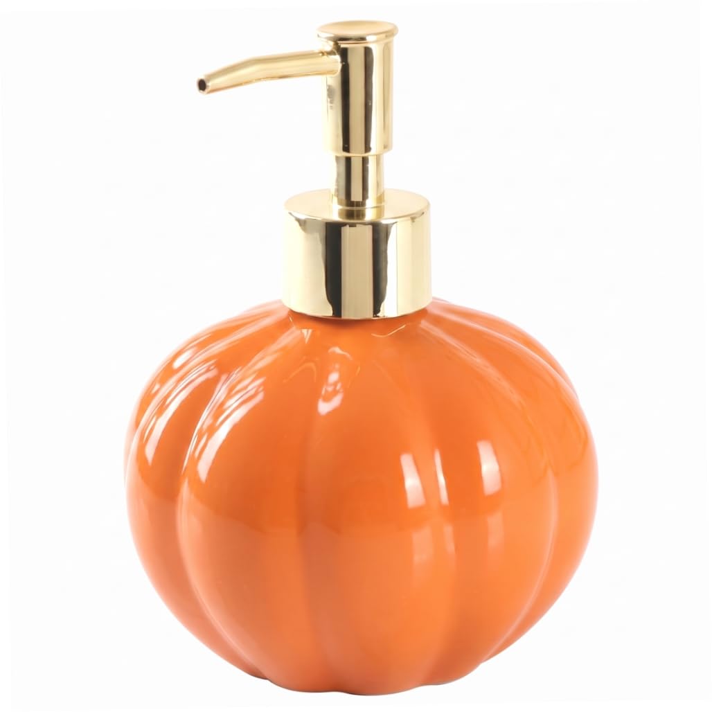 Halloween Soap Dispenser, Funny Orange Soap Dispenser, Pumpkin Ceramic Lotion Bottle With Pump - Seasonal Bathroom Decor, 380ml