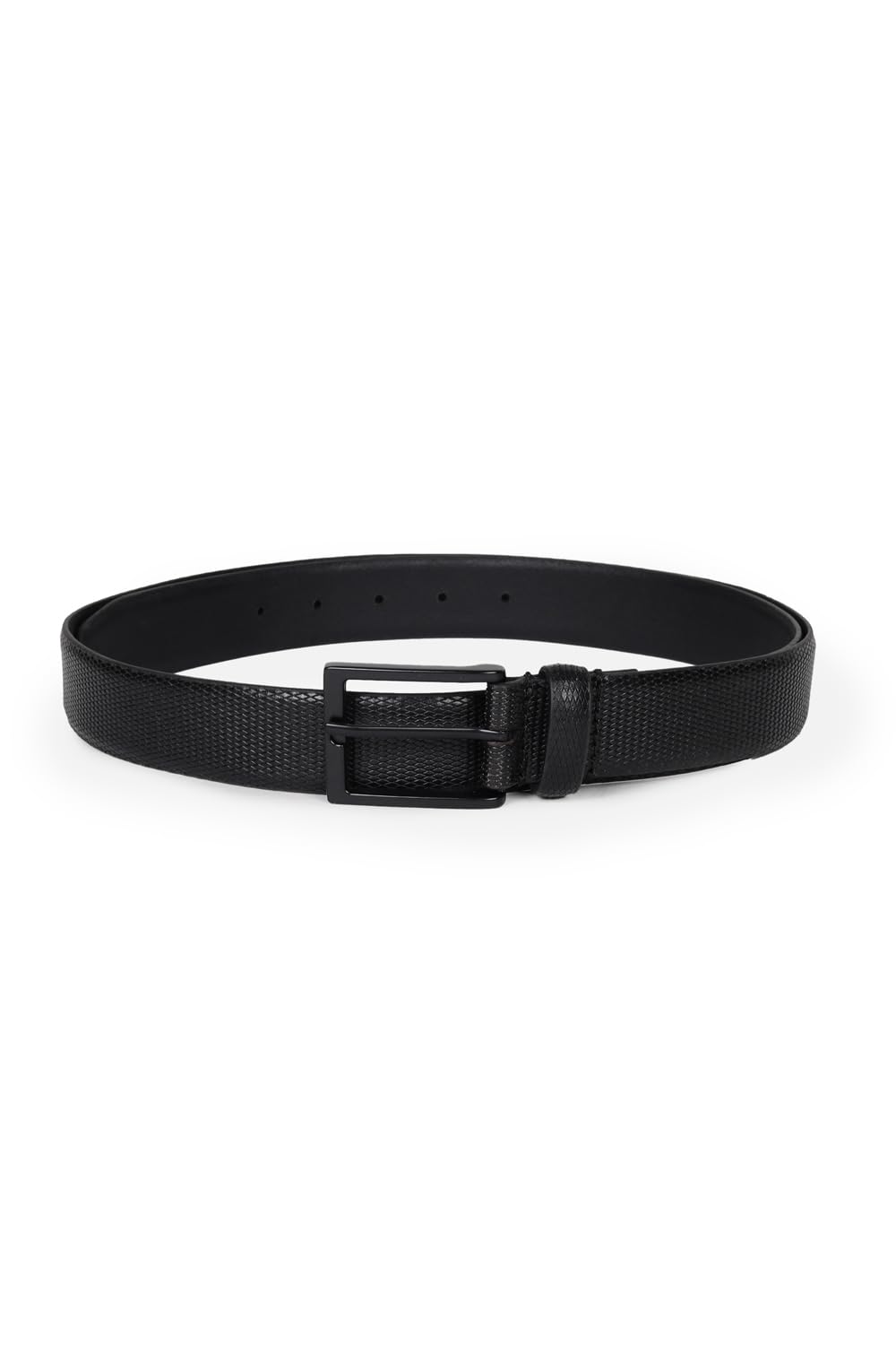 Men Textured Formal Italian Leather with Matt Black Buckle Belt-image-35