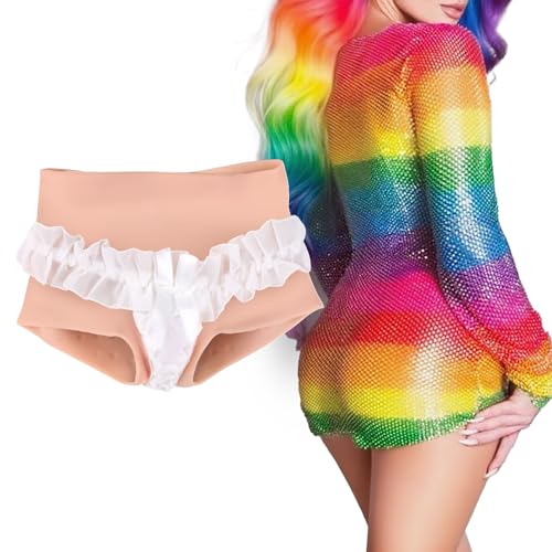 YEEFAIRY Culotte Silicone Réaliste avec Tuyau, Crossdresser Slip Fessier Faux Vagin Hanches Pantalon Transgender Fausse Chatte Fesse Féminisé pour Hommes Travesti...