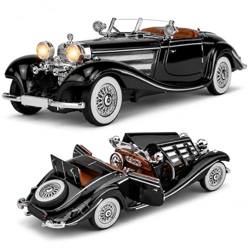Image of Mashes Mercedes Benz 1936 500K Special Roadster SUV Car 1:32 Scale Model Car Exclusive Alloy Metal Pull Back Die-cast Diecast Metal Pullback Toy Openable Doors & Light Music【Colors as Per Stock 】