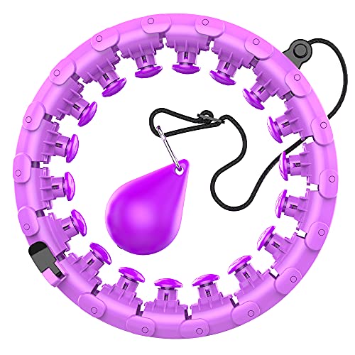 QRlitos Weighted Hula Smart Hoop for Adults Weight Lossï¼Œ2 in 1 Abdomen Fitness Massage Hoola Hoops, 24 Detachable Knots Infinity Hoop, Non-Falling Fitness Hoops