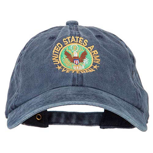 e4Hats.com US Army Veteran Circle Embroidered Washed Cotton Twill Cap - Navy OSFM